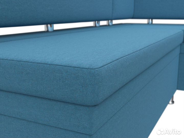 Диван кухонный угловой Стайл правый угол, рогожка, амур голубой