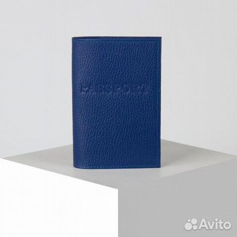 Обложка для паспорта кожа синий Россия
