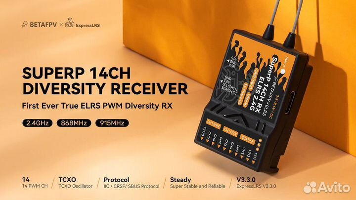 Betafpv SuperP 14CH Diversity Receiver 915/868 MHz