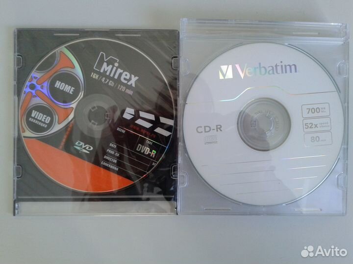 Диски CD-R 700 Mb Verbatim, DVD-R 4,7 Gb Mirex