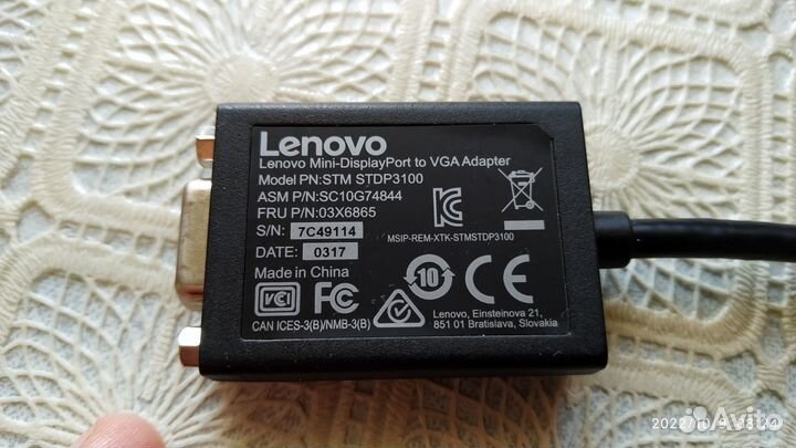 Переходник Адаптер Lenovo mini-Displayport VGA