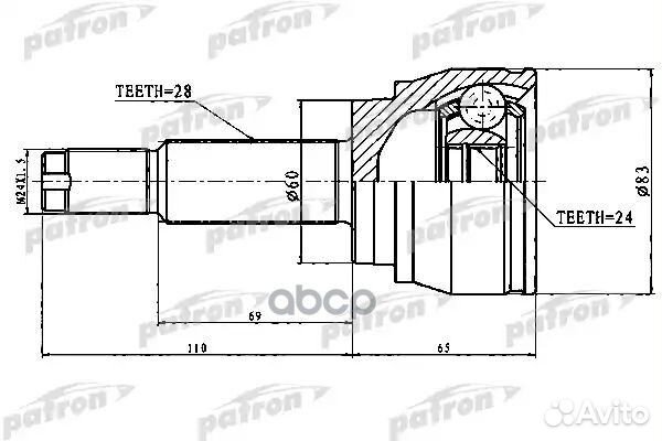 ШРУС наружный 28X60X24 ssang yong rexton II 06