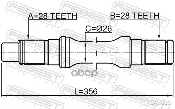 Полуось левая 28X356X28 mazda BT-50 06- 0512BT5