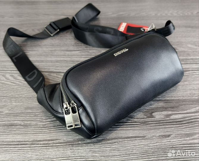 Мужская кожаная сумка слинг банан Diesel lux новая