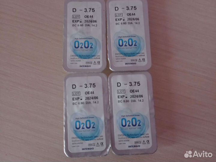 Линзы контактные бесцветные. D-3,75 ; кривизна 8,6