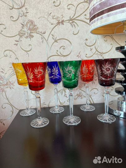 Бокалы цветной хрусталь Чехия