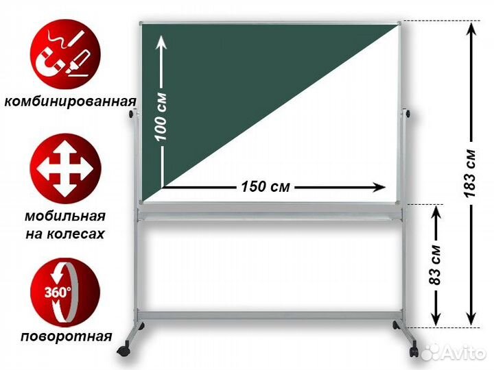 Доска поворотная комбинированная магнитная 150х100