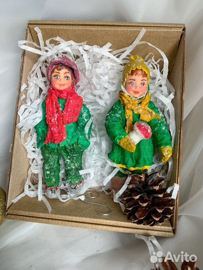 Ватные елочные игрушки из ваты СССР