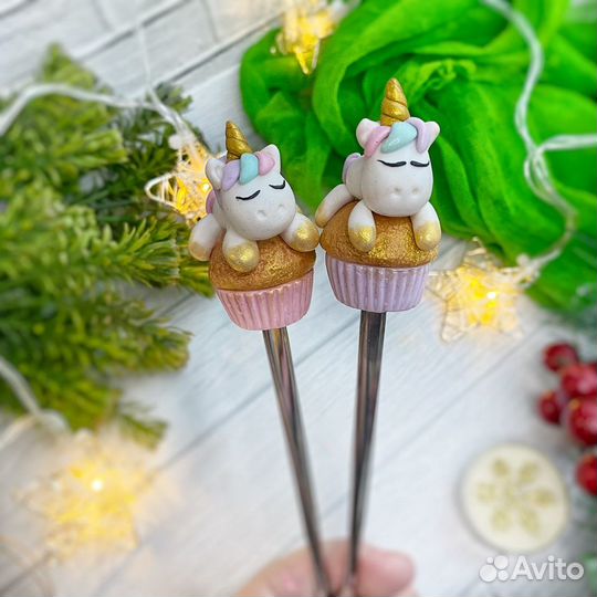 Ложка с декором из полимерной глины