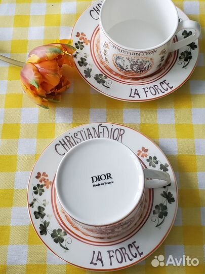 Чайные пары диор в комплекте костяной фарфор