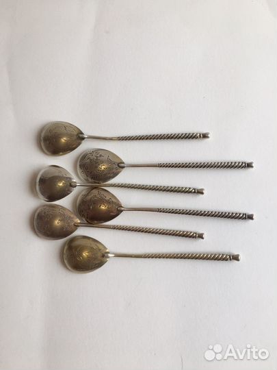 Ложки чайные, серебряные, позолоченные