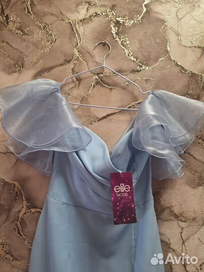 Платье нарядное вечернее голубое