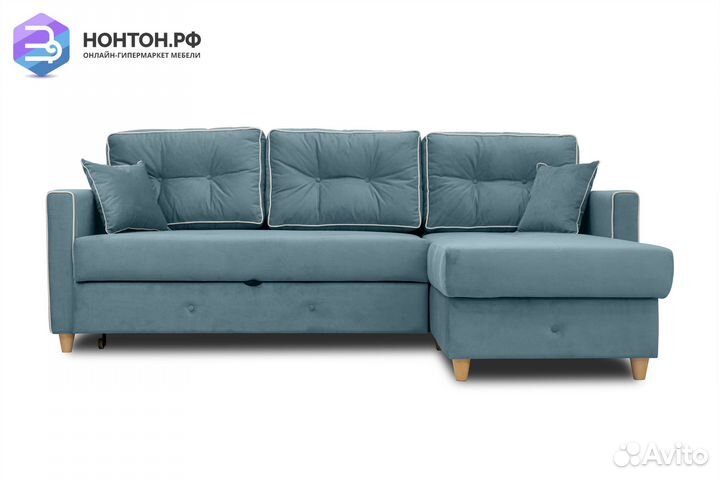 Диван угловой дельфин Айрин светло-бирюзовый