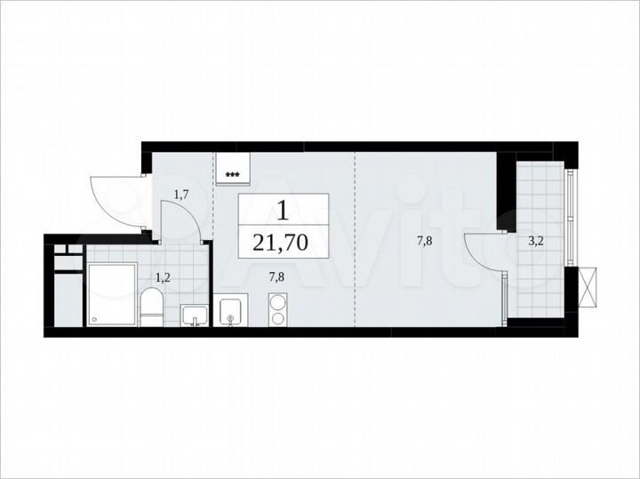 Квартира-студия, 21,7 м², 4/18 эт.