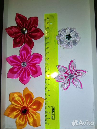Цветы канзаши д/декора в интерьер hand made