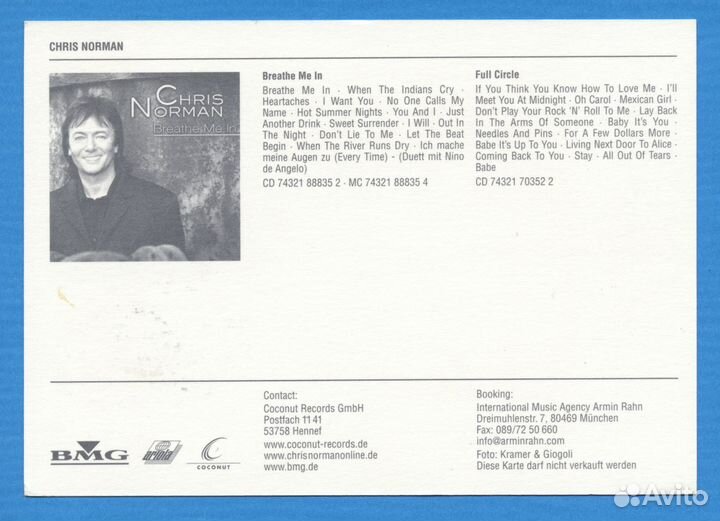 Chris Norman Автограф Крис Норман Оригинал 2005