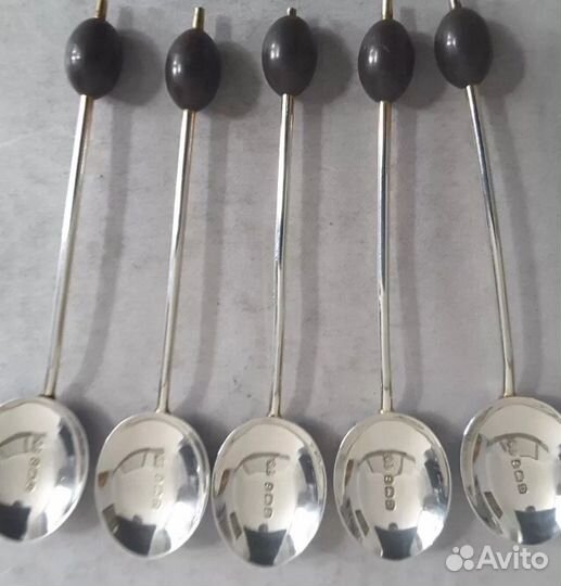 5 ложек серебро гильошь эмаль Англия 1928 антиквар