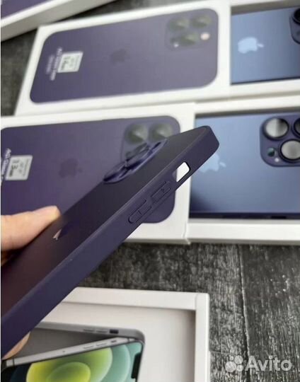 Чехол на iPhone 14 pro/ pro MAX фиолетовый, серый