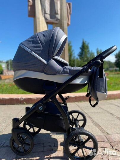 Коляска Tutis Nanni 2в1 сер/кожа Серебро/черн.рама