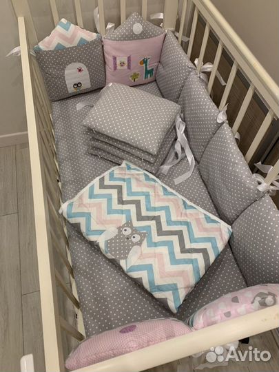 Бортики+стеганое одеяло+простынь на резинке
