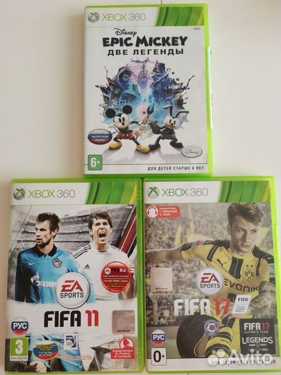 Диски на xbox 360 fifa, disney Epic Mickey