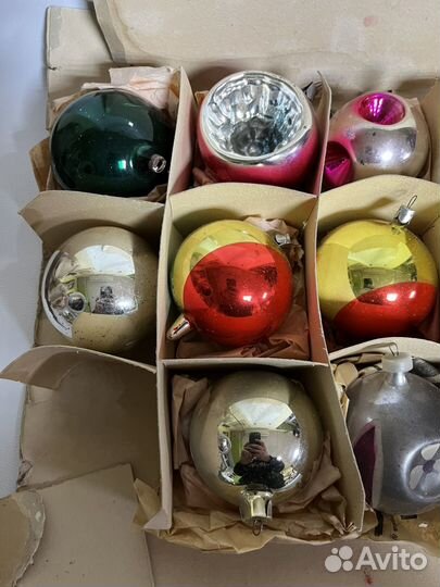 Елочные игрушки. Большие шары 11 шт. СССР