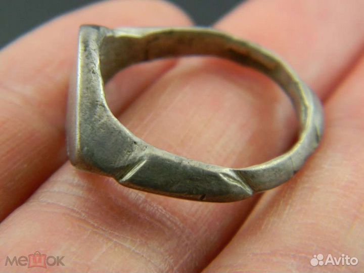 Старинное кольцо 14 в серебро ордынский перстень