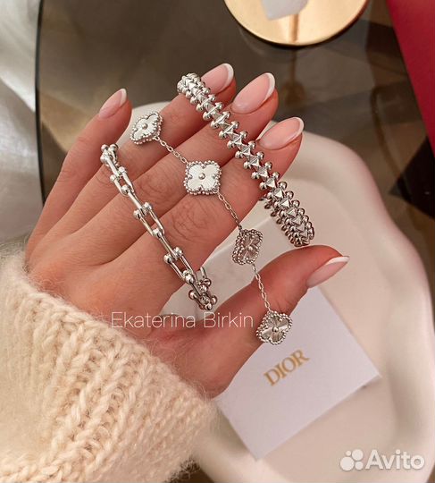 Браслет цепи разъемный цвет серебро