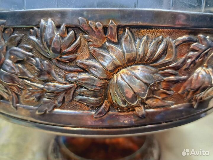 Ваза для фруктов, большая, посеребреная