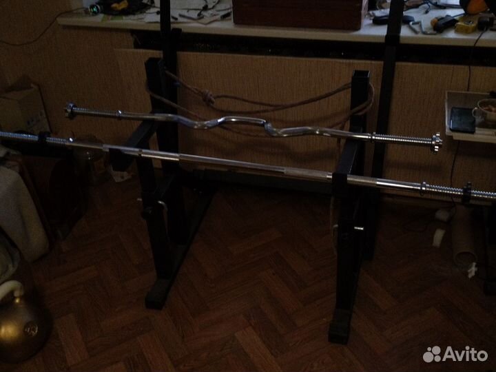 Гриф прямой и w. Блины для штанги. Гантели