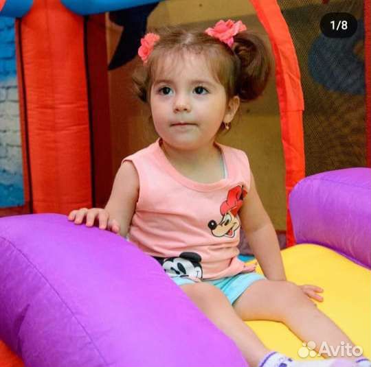 Надувной батут с горкой