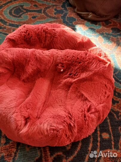 Шапка норковая вязаная,терракотовый берет