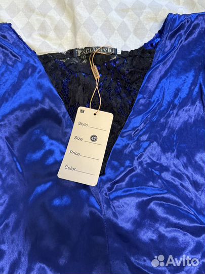 Платье вечернее синее из пайеток