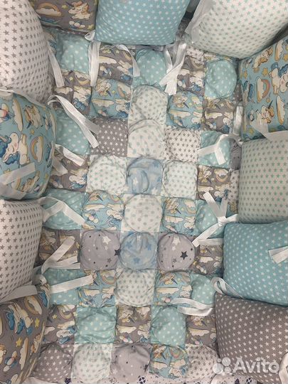 Бортики в детскую кроватку, одеяло бомбон