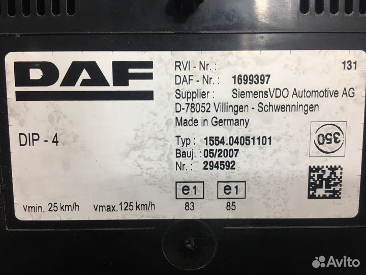 Панель приборов Daf CF, Daf XF105