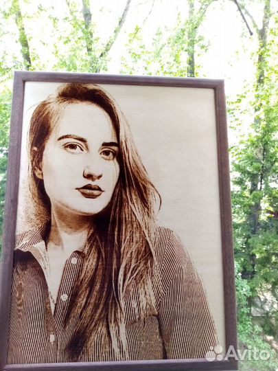 Выжигание, подарок, портрет, дерево