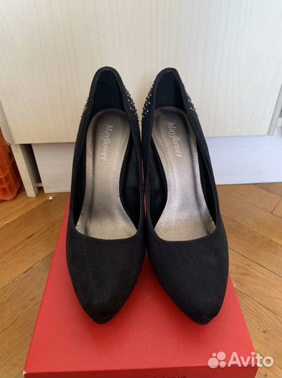 Туфли иск велюр Mayflower черные р 37