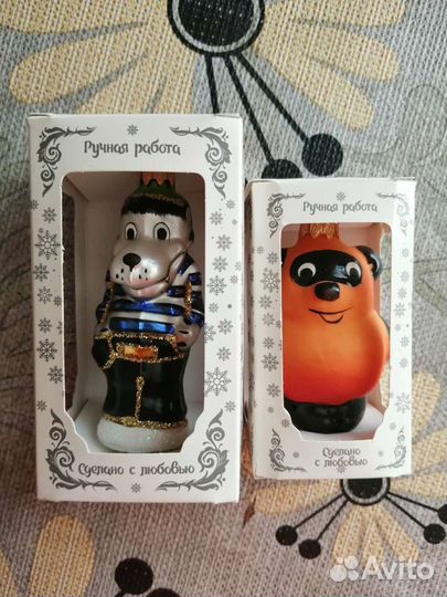 Новогодние игрушки Винни Пух и Волк