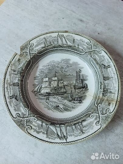 Тарелка фарфор корабль парусник. American Marine