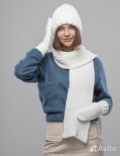 Шапка зимняя женская с шарфом
