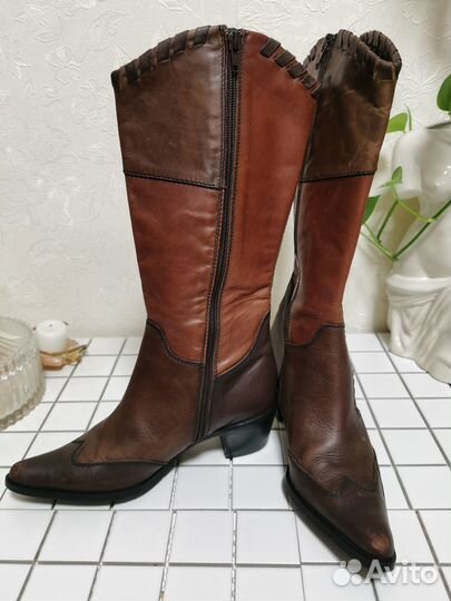 Сапоги казаки кожа