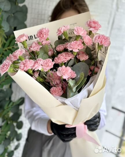 Кустые диантусы букет цветы 1129