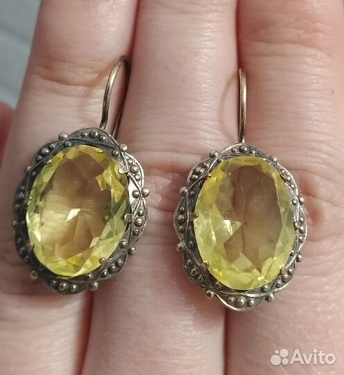 Серьги серебряные крупные 875 проба звезда СССР