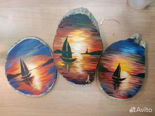 Панно настенное на срезе дерева