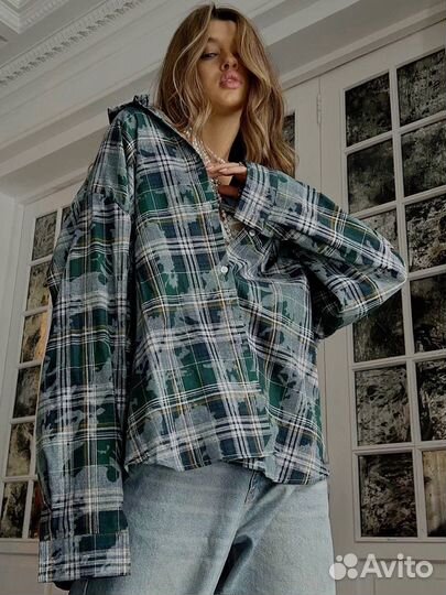 Рубашка женская оверсайз в клетку (premium 2024)
