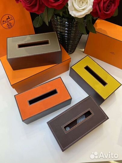 Салфетница из дерева кожи Hermes