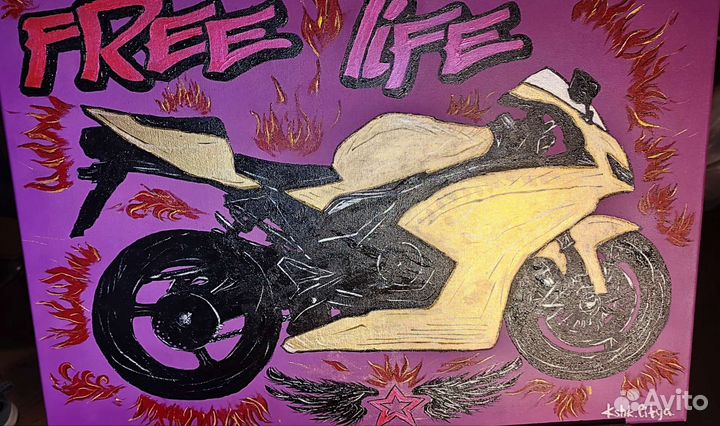 Картина акрил Мото поталь