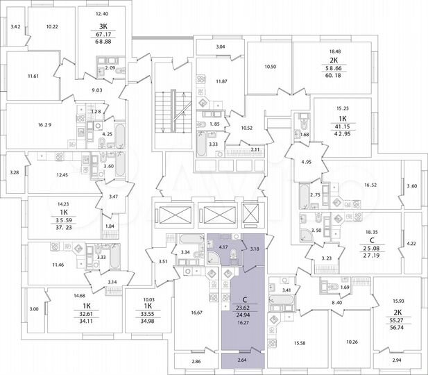 Квартира-студия, 24,9 м², 15/22 эт.