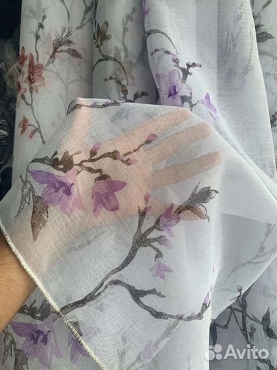 Тюль Лён батист цветы