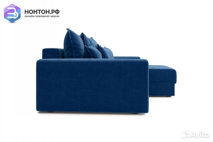Диван угловой тик-так Омега темно-синий